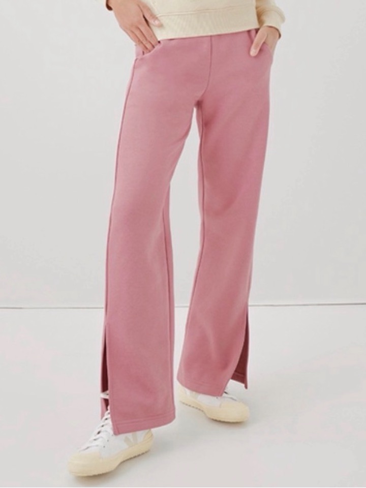 Pact Dusty Rose Courtside Split Leg Sweatpants Small
